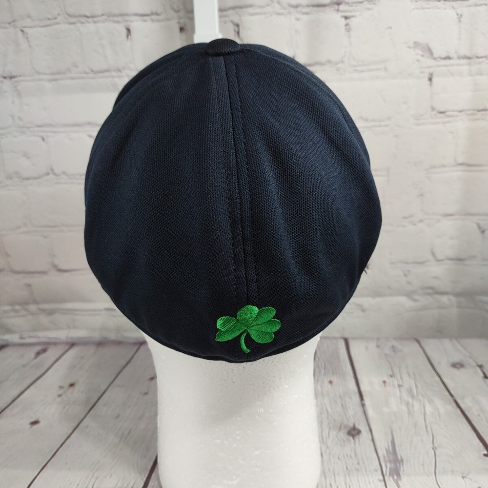 Top of the World Notre Dame Hat Memory Fit Green Shamrock ND Logo Navy Blue Cap - Picture 4 of 10